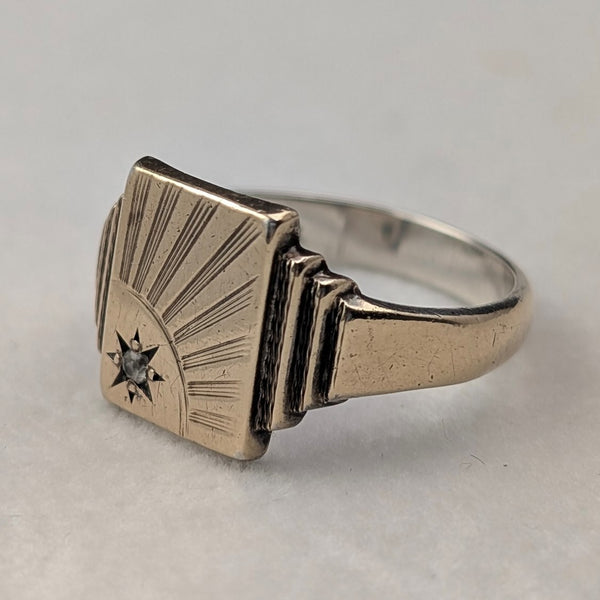 ヴィンテージ 純銀&9ctゴールドメッキ シグネットリング 指輪(22号)